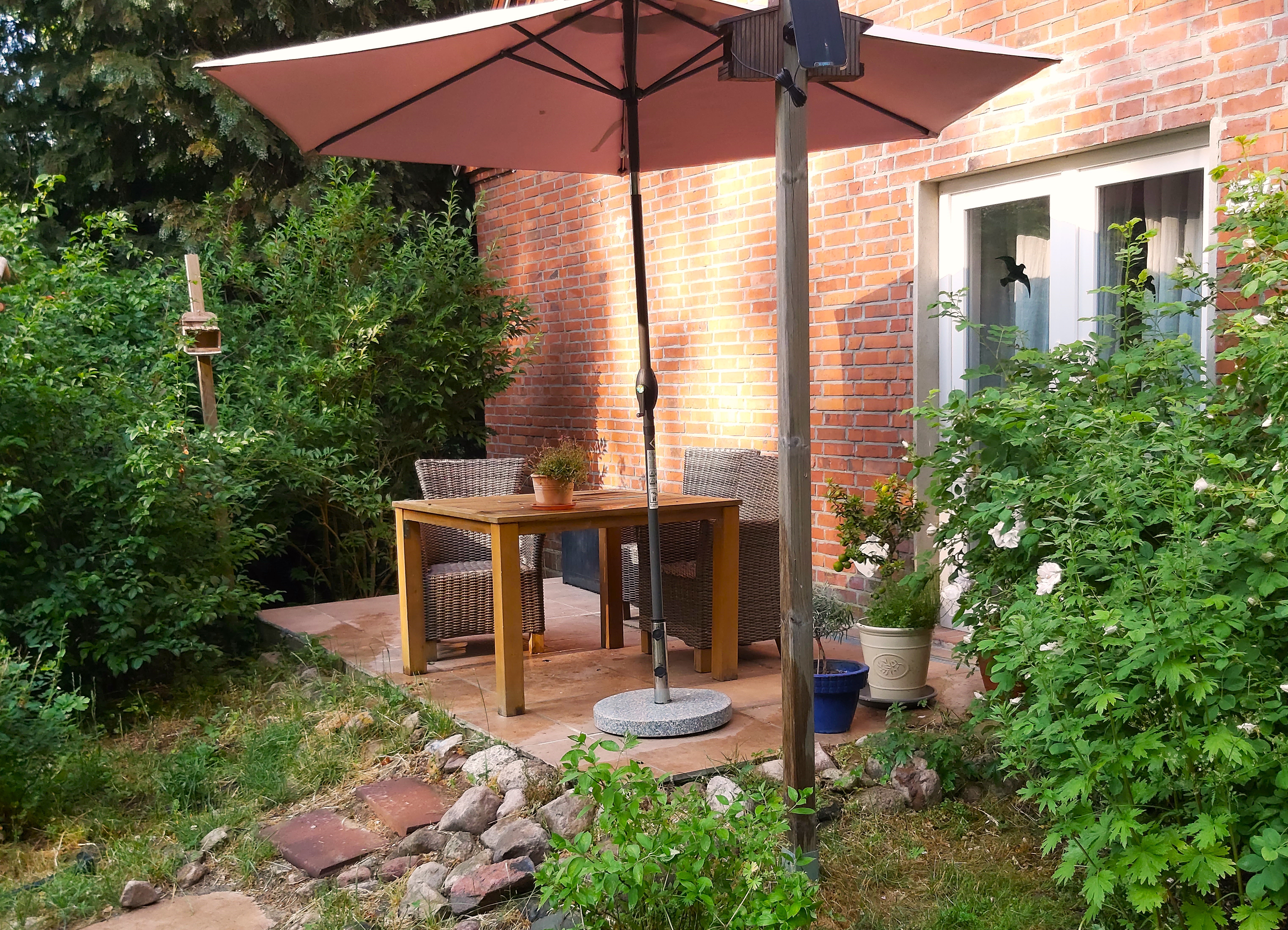 Terrasse zur Ferienwohnung Buntspecht